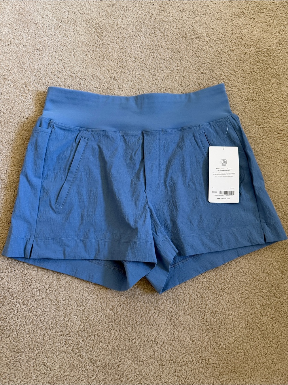 NWT Athleta Slate Blue Athletic Shorts size 4